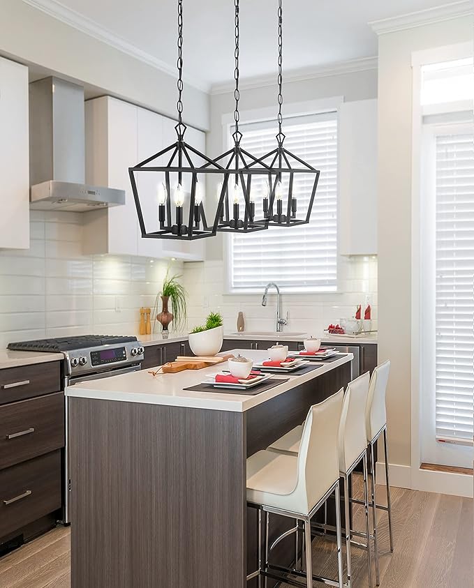JONATHAN Y 10" Oil Rubbed Bronze 3-Light Pagoda LED Pendant Lantern, Classic Modern Farmhouse Chandelier for Kitchen Island, Dining Room, Entry, Foyer, Rustic Iron Frame JYL7601A
