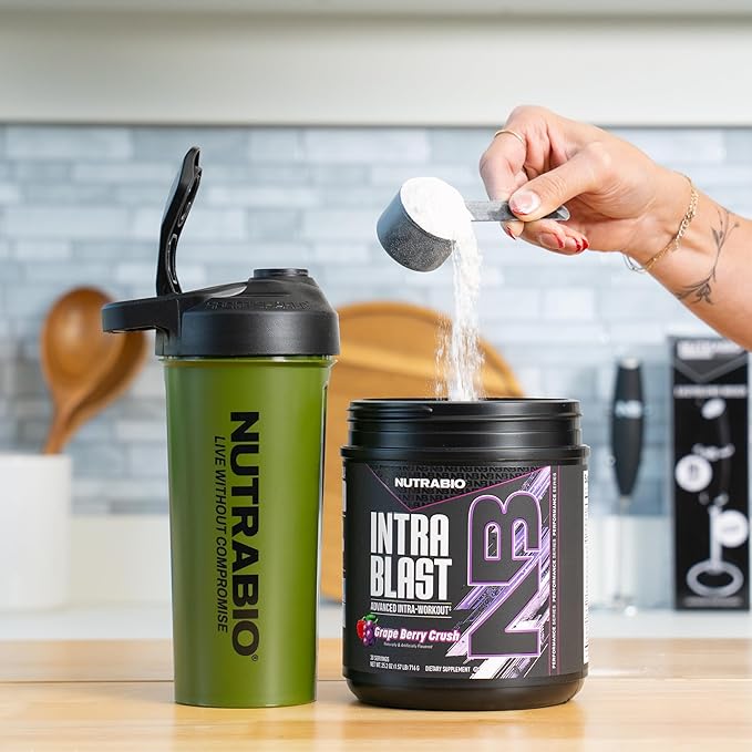 NutraBio Intra Blast Bcaa Powder Amino Acid Supplement, Electrolyte & Hydration Blend, Intra, Pre Workout & Muscle Recovery, 20g Eaa Amino Acids Powder, 5g Glutamine- Grape Berry Crush, 30 Serving