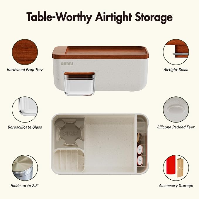 Cubbi - Airtight Box with Tray - Silicone Seals - 100% Air-Tight Storage Box with Accessories – White