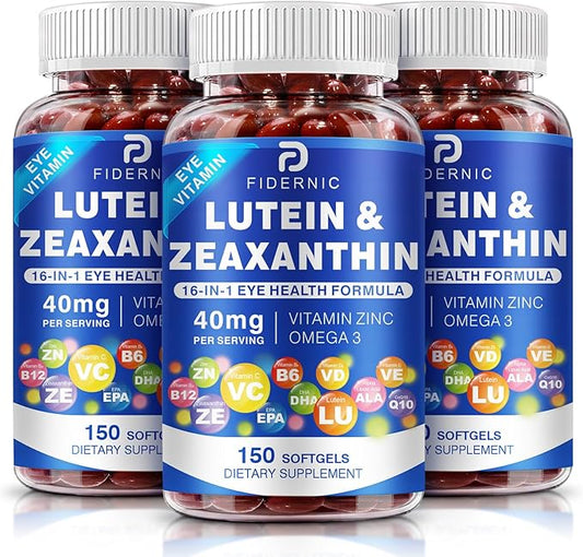 Lutein and Zeaxanthin Supplement - AREDS 2 Plus+ Eye Vitamins, 40 mg Lutein & 8 mg Zeaxanthin with Vitamins C, E, Zinc, Omega-3 & CoQ10 for Blue Light Protection, Eye Health Support  - 450 Softgels