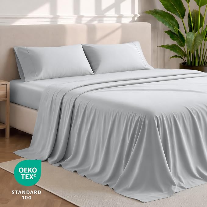 Bare Home Twin Sheet Set - 1800 Ultra-Soft Microfiber Twin Bed Sheets - Double Brushed - Deep Pockets - Easy Fit - 3 Piece Set - Bedding Sheets & Pillowcases (Twin, French Grey)