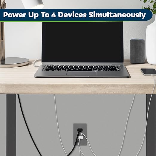 TOPGREENER 2-Port USB Outlet, 4.2A Type C USB Wall Outlet, 15 Amp TR Receptacle Plug, Charging Power Outlet with USB Ports, Wall Plate Included, UL Listed, TU21536AC-GY-2PCS, Gray, 2 Pack