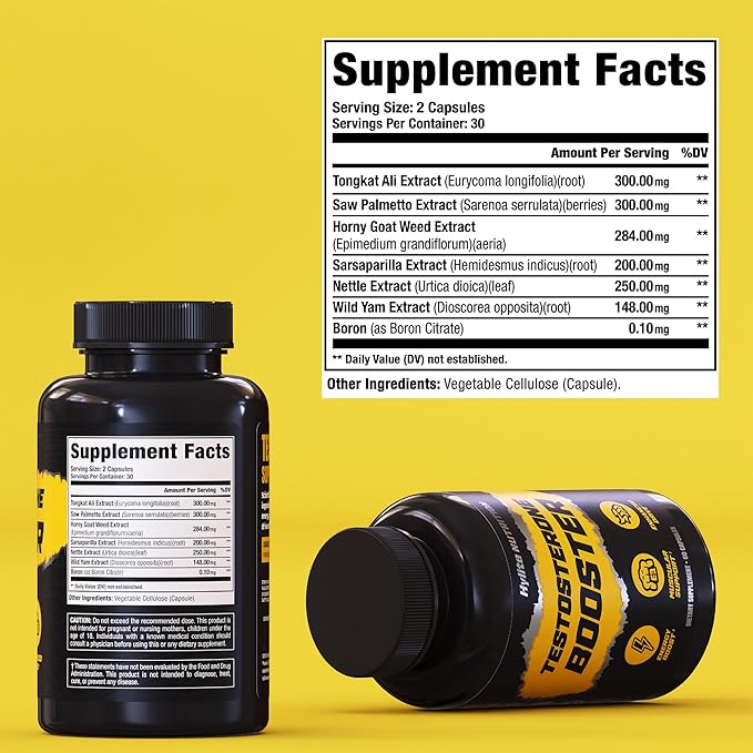 Testosterone Booster for Men - Male Enhancing Supplement for Muscle Growth, Stamina, Strength, Energy & Endurance - Helps Improve Fast Acting Blood Flow - Workout & General Wellness Pills - 2 PACK