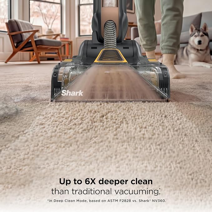Shark CarpetForce Ultra Upright Carpet Cleaner with HairPro, PowerFins Brushroll, Two Cleaning Modes, Deep Clean Ultra Solution, Powerful Stain and Odor Removal, Copper, EX551