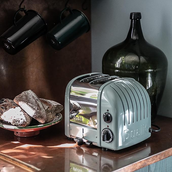 Dualit Classic 2 Slice NewGen Toaster - Stainless Steel - Hand Built in the UK - Replaceable ProHeat elements - Defrost Bread - Mechanical Timer - Eucalyptus Classic Toaster