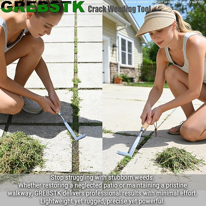 GREBSTK Crack Weeder Crevice Weeding Tool Stainless Steel Manual Weeder Gardening Tool
