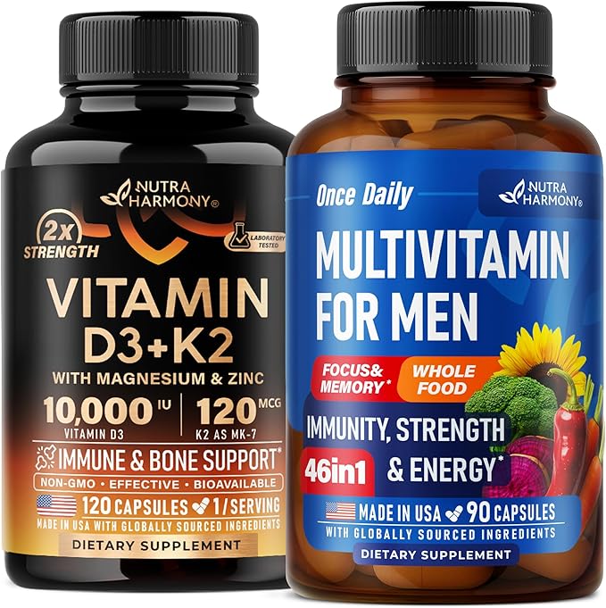 NUTRAHARMONY ビタミンD3 K2 & マルチビタミン（男性用）カプセル