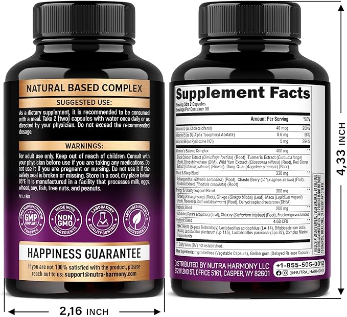 NUTRAHARMONY Gélules de Vitamine D3 K2 et Supplément Ménopause
