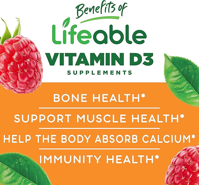 Lifeable Vitamin D Kids + Zinc Kids, Gummies Bundle - Great Tasting, Vitamin Supplement, Gluten Free, GMO Free, Chewable Gummy