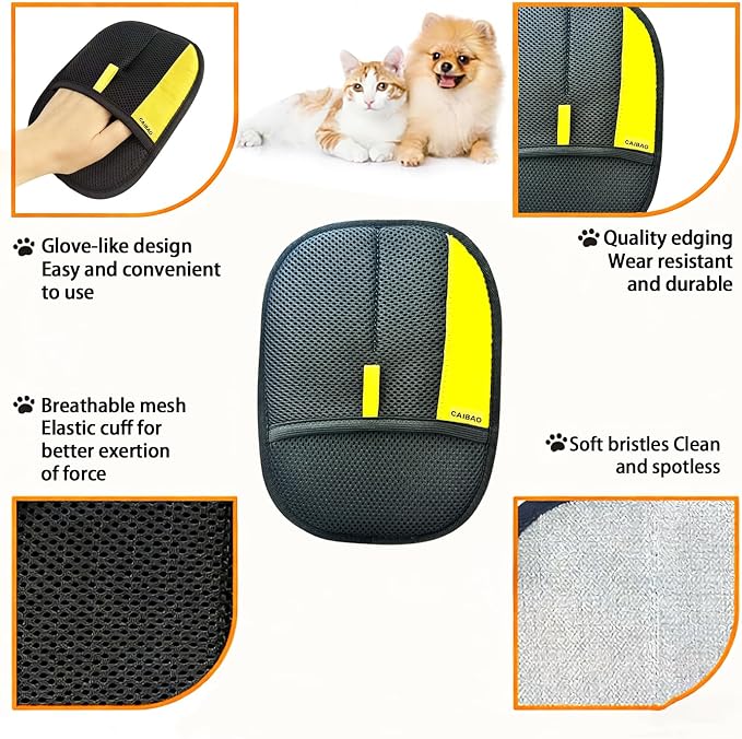 Electrostatic Pet Hair Removal Gloves: Quick Wiping - Reusable & Washable for Sofa Clothing Pet Beds Effortless Cats & Dogs Hair Remover for Busy Pet Owners (4pcs-Black)