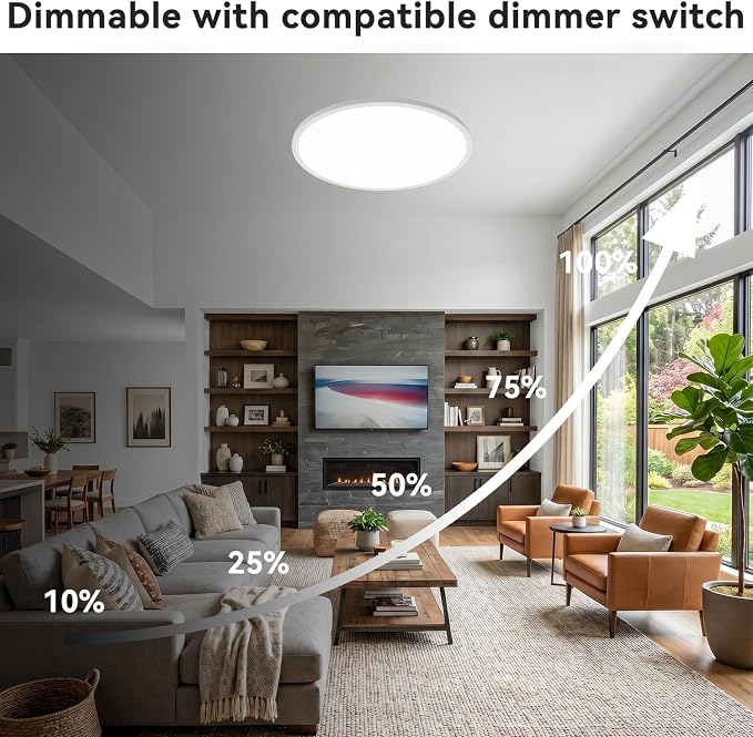 hepside 15.8INCH Big Dimmable Flush Mount Ceiling Light Fixture White, 3CCT 3000/4500/6000K Ceiling Lamp, 36W 4200LM Super Bright Low Profile Light for Bedroom, Kitchen, Bathroom, Hallway