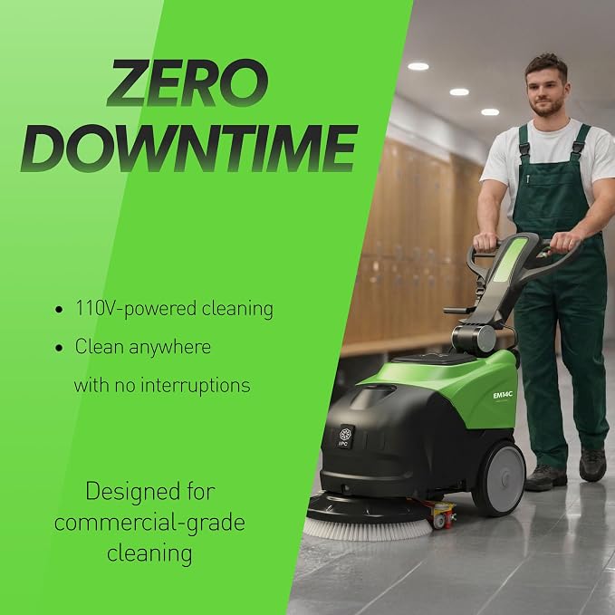 IPC Eagle EM14C Walk Behind Floor Scrubber - 110V-Powered | Commercial Auto Scrubber with 14" Cleaning Path