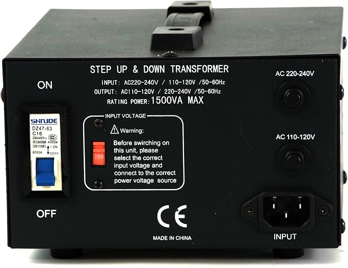 LiteFuze LT Series 1500 Watt Voltage Converter Transformer Step Up/Down - 110v to 220v / 220v to 110v Power Converter - Fully Grounded Cord - Universal Socket, CE Certified