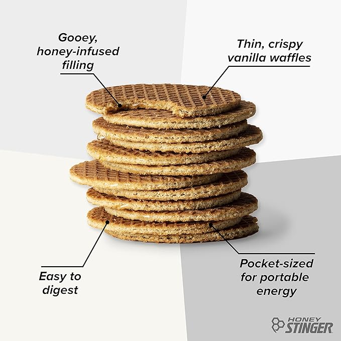 Honey Stinger Organic Vanilla Waffle, Energy Stroopwafel for Exercise, Endurance and Performance, Sports Nutrition for Home & Gym, Pre and Post Workout, 16.96 Ounces (Pack of 16)