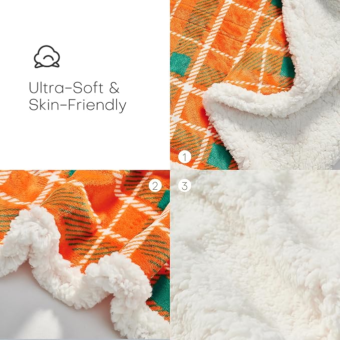 Electric Heated Blanket 72"x84" Full Size, Dual-Sided Flannel & Sherpa, 9 Heat Settings & 1-10H Auto Off, Soft Warm for Home Office Bed Couch, Machine Washable, Ideal Winter Gift, Orange
