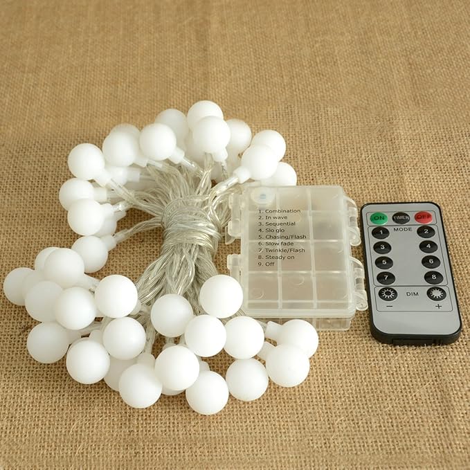 Battery Operated Fairy Light, Battery Powered Globe Lights for Wedding Christmas Tree Decoration(Warm White,50LEDs)