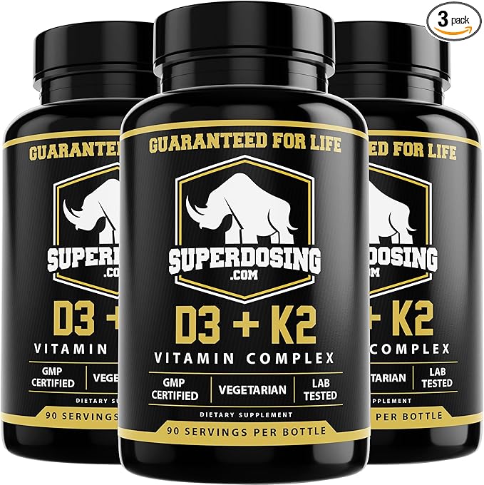 Best Value, Max Strength 10,000 iu Vitamin D3 and 1500 mcg Vitamin K2 Supplements 3 Bottle Pack. D3K2 Vitamins and Supplements for The Health. D3-K2 MK4 Capsules, Best K2D3 Vitamin for Immune System