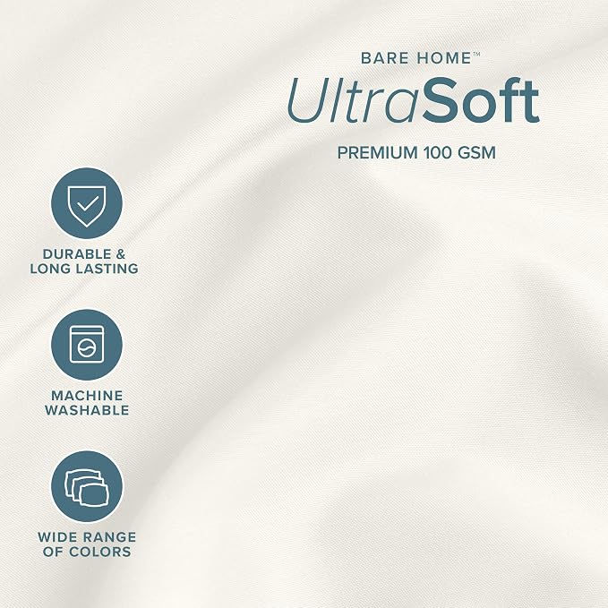 Bare Home Twin XL Sheet Set - 1800 Ultra-Soft Microfiber Twin Extra Long Bed Sheets - Double Brushed - Deep Pockets - Easy Fit - 3 Piece Set - Bedding Sheets & Pillowcases (Twin XL, Cream)