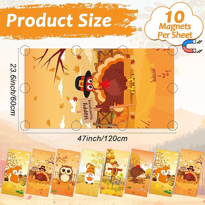 8 Pcs Fluorescent Light Covers with 80 Magnets Fall Animal Decorative for Classroom Ceiling Light 4 x 2 Feet Magnetic Lights Covers Filter for Office Hospitals Home Autumn Classroom Decor(Fall Animal)
