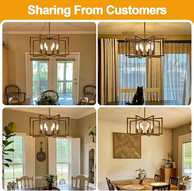 25"-61" Height Adjustable Modern Oil-Rubbed Bronze Chandelier for Dining Room, No Assembly Required Dining Room Light Fixture Over Table, Industrial Metal Pendant Lights Fixture for Kitchen Island