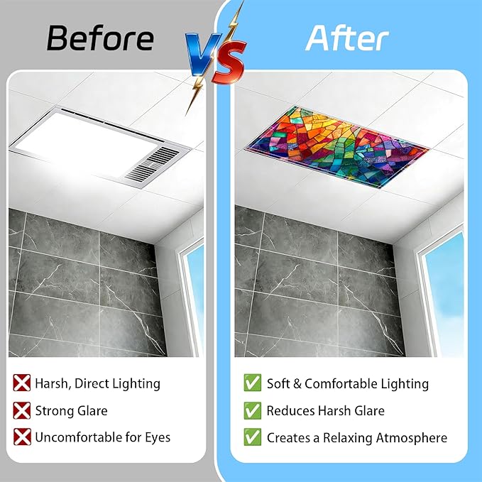 4 Pack 2x4 FT Magnetic Fluorescent Light Covers, Ceiling Light Filters for Classroom Office Home Hospital, Easy Install Decorative Drop Ceiling Panels