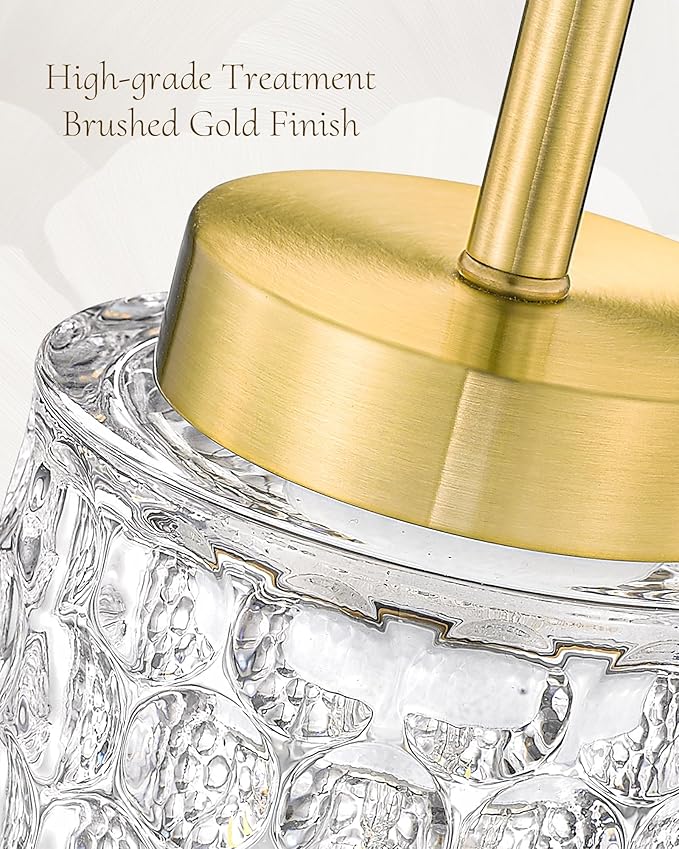 FEMILA Gold Pendant Light, 4" Pendant Light Fixtures, Kitchen Island Lighting, Hammered Glass, E26 Base, 4FY86MIL BG