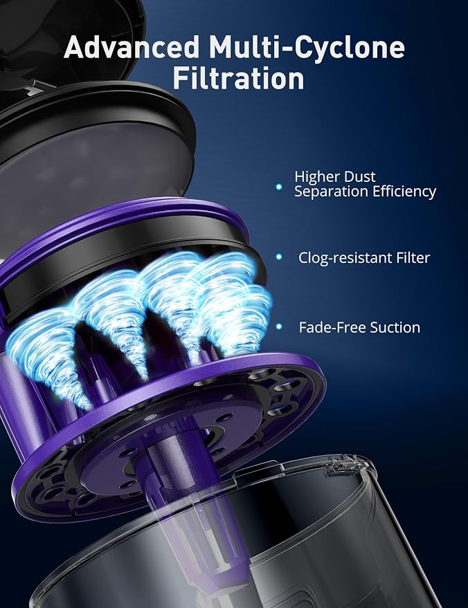 1700W Canister Vacuum Cleaner, 45Kpa Bagless Vacuum Cleaner, Multi-Cyclonic Filtration, 2 Anti-Allergen HEPA Filters, 3.5QT Dust Cup, 4 Tools, Corded Vacuum for Hard Floor, Pet Hair, Wineberry