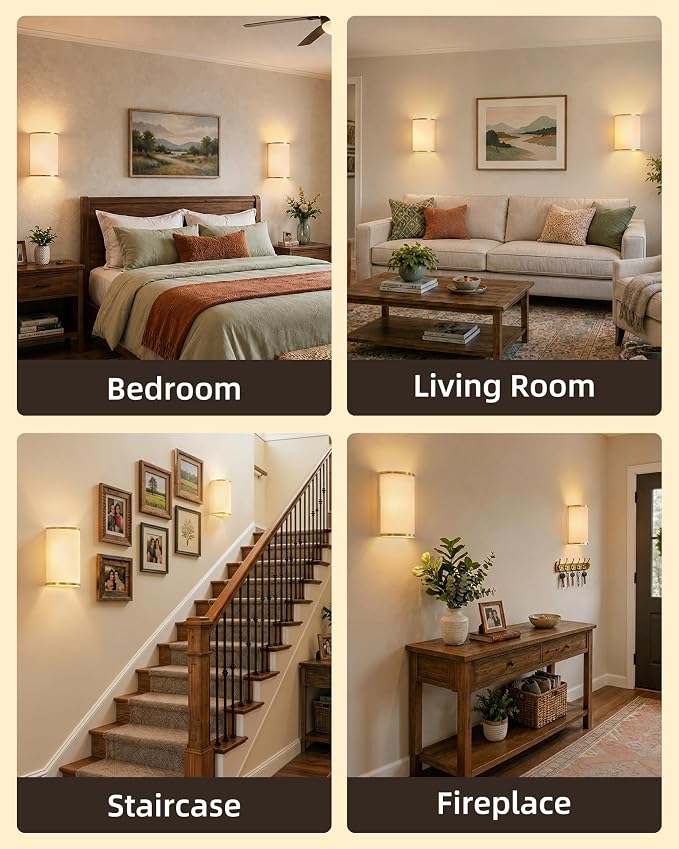 EZVALO Battery Operated Wall Sconce, Wireless Wall Sconces Set of Two with Remote, 3 Color & 80 RGB Rechargeable Wall Lights, Dimmable, Timer, Fabric Linen Shade Wall Decor for Bedroom (White)