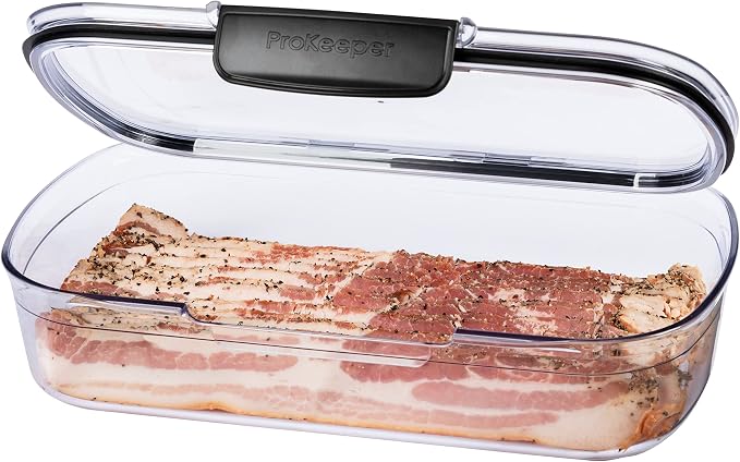 Progressive Prokeeper + Deli Storage Set: Air-Tight Silicone Sealed Containers w Grooved Bottom, Dry Erase Lid, BPA-Free, Stackable, Keeps Meats & Cheeses Fresh Longer, PKS-700C Deli 1.65L