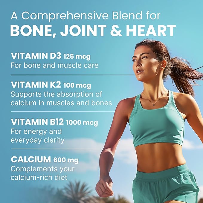 4-in-1 Calcium Supplements for Women & Men - Calcium Citrate with D3 K2 Vitamin 5000 IU - Calcium 600mg with Vitamin D3 K2 - Everyday Vitality Supplement - Vegan-Friendly, Gluten-Free (480 Capsules)