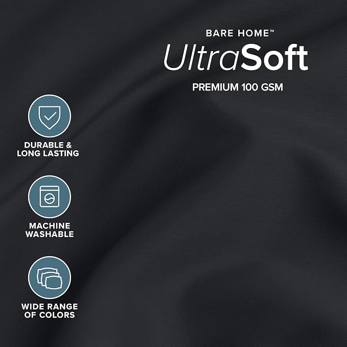Bare Home Split Head Flex King Sheet Set - 1800 Ultra-Soft Microfiber Bed Sheets - Double Brushed - Deep Pockets - Easy Fit - 4 Piece Set - Bedding Sheets & Pillowcases (Black)