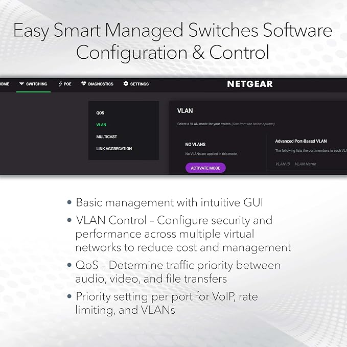NETGEAR 5 Port PoE Gigabit Ethernet Easy Smart Managed Essentials Switch (GS305EP) - with 4 x PoE+ @ 63W, Desktop or Wall Mount