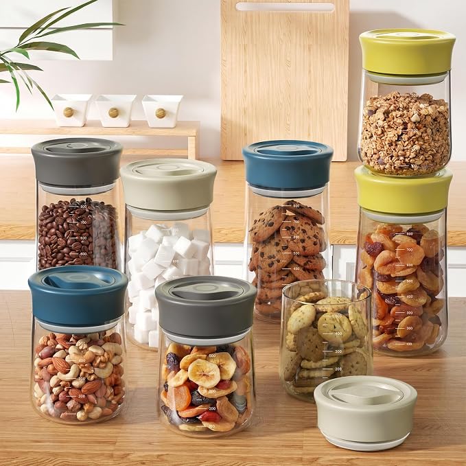 OURCABECUE 2026 Upgrade 90° Rotating Switch Lid Mason Jars (2 pack), 27 oz Wide Mouth Glass Storage Jars, Food Grade Overnight Oats Jars for Food Storage, Pickling, Meal Prep