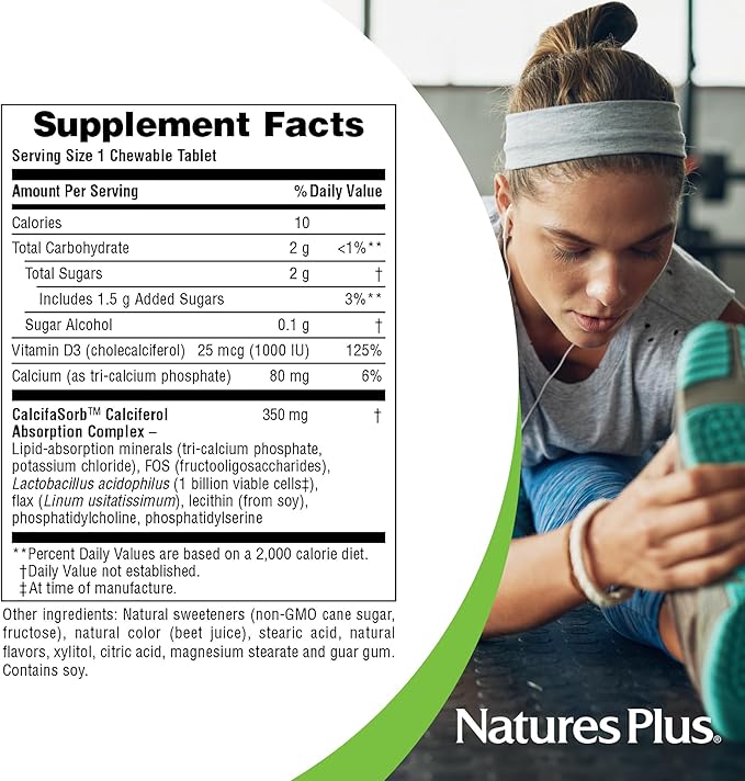 NaturesPlus Vitamine D3 (1000 UI) - 90 Comprimés à Croquer, Saveur Baies Tropicales - Végétarien, Sans Gluten - 90 Portions