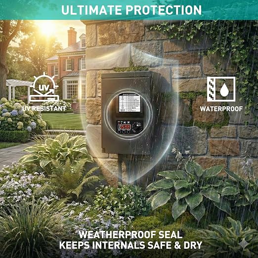 GOLDEN STAR 200W Low Voltage Transformer Outdoor Landscape Power Pack 120V AC to 12V AC with Sensor and Weather Shield for LED Lighting, Spotlight, Pathway Light, ETL Listed