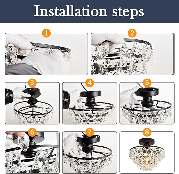 YYJLX Modern E26 Small Crystal Chandelier Semi Flush Mount Ceiling Light Fixture Gold Ceiling Lamp for Hallway Bedroom Bathroom Closet Bedroom Foyer
