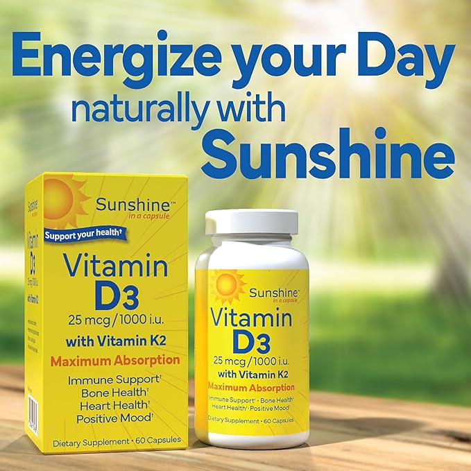 Vitamine D3 25 µg 1000 UI avec vitamine K2