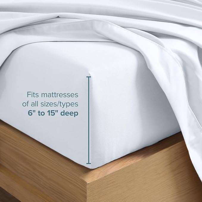 Bare Home Full XL Sheet Set - 1800 Ultra-Soft Microfiber Full Extra Long Bed Sheets - Double Brushed - Deep Pockets - Easy Fit - 4 Piece Set - Bedding Sheets & Pillowcases (Full XL, White)
