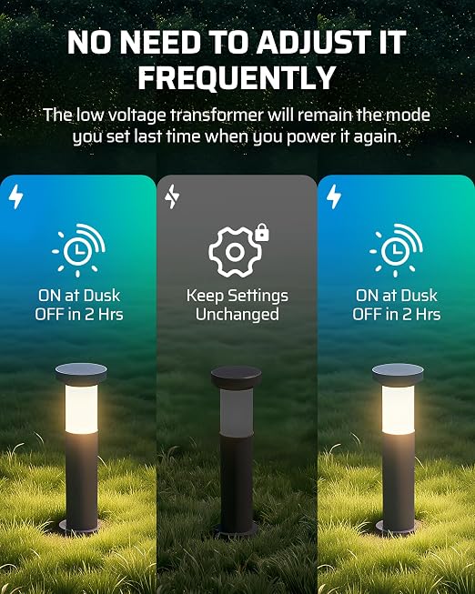 DEWENWILS 60W Low Voltage Transformer with Remote Control, 120V AC to 12V DC, Dusk to Dawn Sensor & Timer, Weatherproof Low Voltage Landscape Transformer for Spotlights, Garden Lights, Pathway Lights