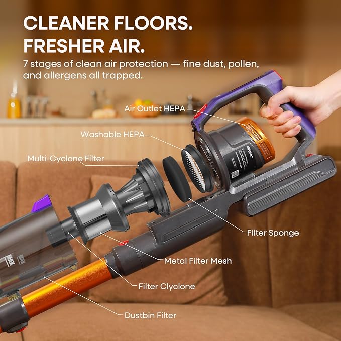 KIPMAX Cordless Vacuum Cleaner,Upgraded 650W/55KPA/70Mins/With No-Drill Charging Station Cordless Stick Vacuum Cleaner,LED Display&Aromatherapy Vacuum Cleaners for Home Pet Hair,for Hard Floor,Carpet