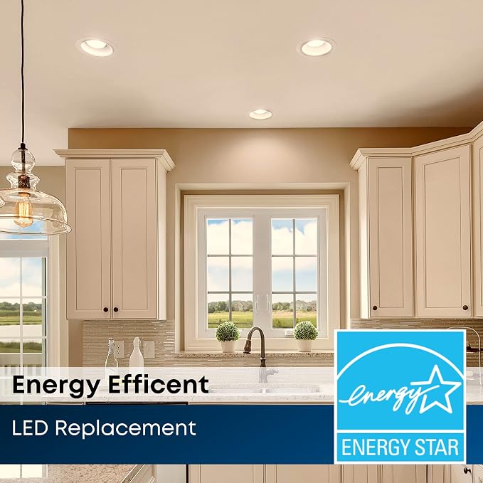 Feit Electric 5-6 inch LED Recessed Downlight - Pre-Mounted Trim - Standard Base Adapter - 3000K CCT Bright White - Dimmable- 75W Equivalent - 45 Year Life - 925 Lumens, LEDR56/930CA