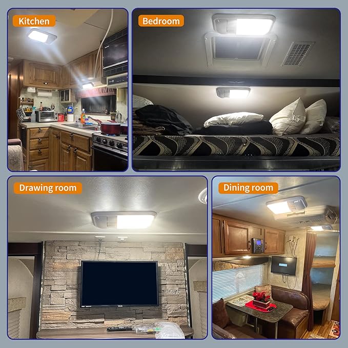 RVZONE 12V Led RV Ceiling Dome Light Frosted RV Interior Lighting 500LM Single Dome Light Fixture for RV Trailer Camper Truck Van Boat (Natural White 4000-4500K)