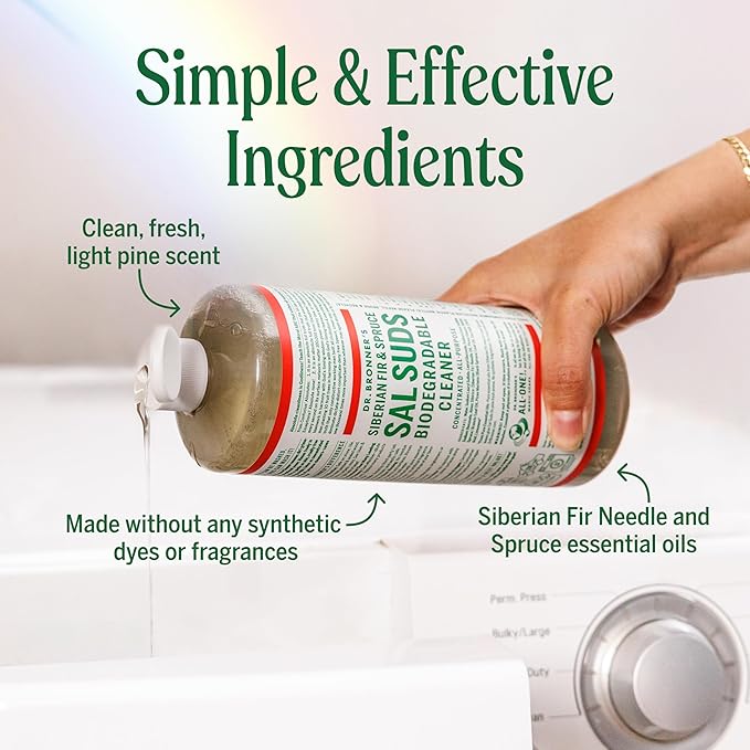Dr. Bronner's - Nettoyant biodégradable Sal Suds (946 ml, paquet de 2) – Solution nettoyante multi-usage concentrée et savon pour serpillère, pour sols, linge et vaisselle – Formule puissante à base de tensioactifs végétaux