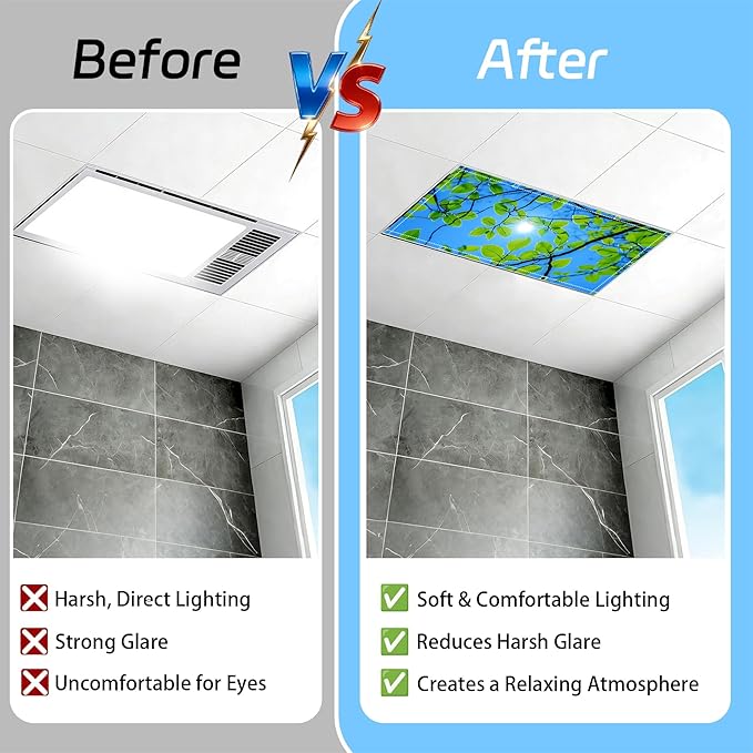 4 Pack 2x4 FT Magnetic Fluorescent Light Covers, Ceiling Light Filters for Classroom Office Home Hospital, Easy Install Decorative Drop Ceiling Panels