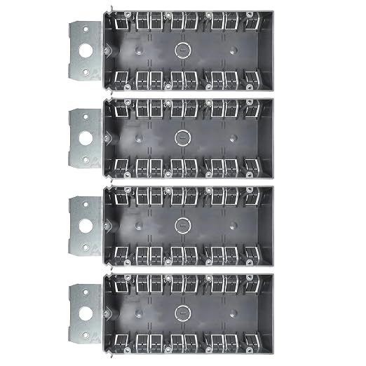 (4-Pack) 4-Gang Adjustable Electrical Box for New Construction – Heavy-Duty Grey PVC Switch & Outlet Box with Metal Bracket, ETL Listed Junction Box for Switches, Outlets & Wiring Projects