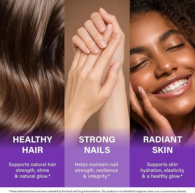 Biotin | Collagen | Hyaluronic Acid | Keratin - Support Normal Hair Growth Cycle, Skin & Nails - Clinically Tested - 25000mcg Vitamins B1, B2, B3, B6 & B7 - for Women & Men - Made in USA, 180 Capsules