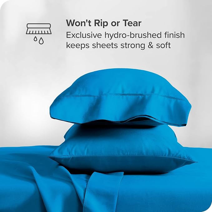 Bare Home Split King Sheet Set - 1800 Ultra-Soft Microfiber Bed Sheets - Double Brushed - Deep Pockets - Easy Fit - 5 Piece Set - Bedding Sheets & Pillowcases (Split King, Medium Blue)