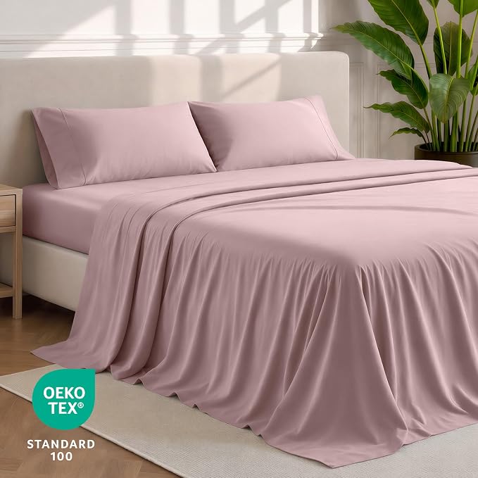 Bare Home Twin XL Sheet Set - 1800 Ultra-Soft Microfiber Twin Extra Long Bed Sheets - Double Brushed - Deep Pockets - Easy Fit - 3 Piece Set - Bedding Sheets & Pillowcases (Twin XL, Mauve)