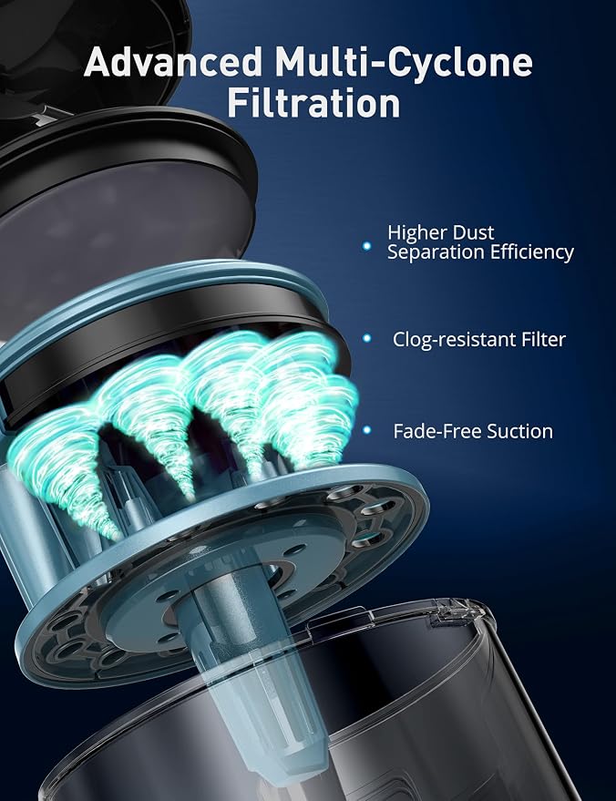 Aspiron 1700W Canister Vacuum Cleaner, 45Kpa Bagless Vacuum Cleaner, Multi-Cyclonic Filtration, 2 Anti-Allergen HEPA Filters, 3.5QT Dust Cup, 4 Tools, No Hair Tangles for Hard Floor, Pet Hair, Aqua