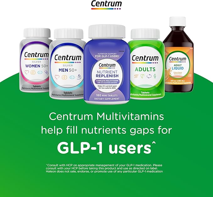 Centrum Minis Silver Multivitamin for Men 50 Plus, Multivitamin/Multimineral Supplement, Vitamin D3, B-Vitamins and Zinc, Non-GMO Ingredients, Supports Memory and Cognition in Older Adults - 280 Ct